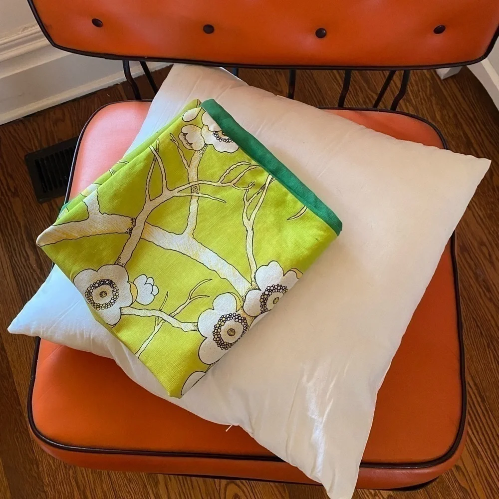 Vintage 1960s Botanical Print Fabric Pillow Cover